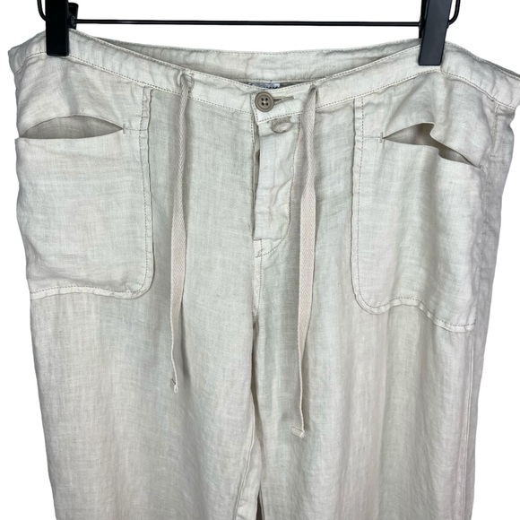 Vintage Y2K Lucky Brand Dungarees Wide Leg Low Rise Linen Pants 10 - Picture 3 of 7